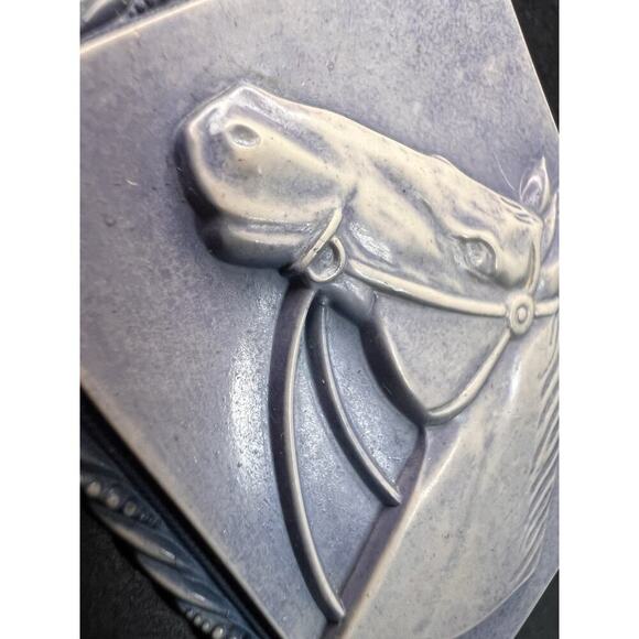 Vintage 1940’s Celluloid Horse Head Brooch/Pin Blue Square Fashion Retro 2" - Picture 2 of 10